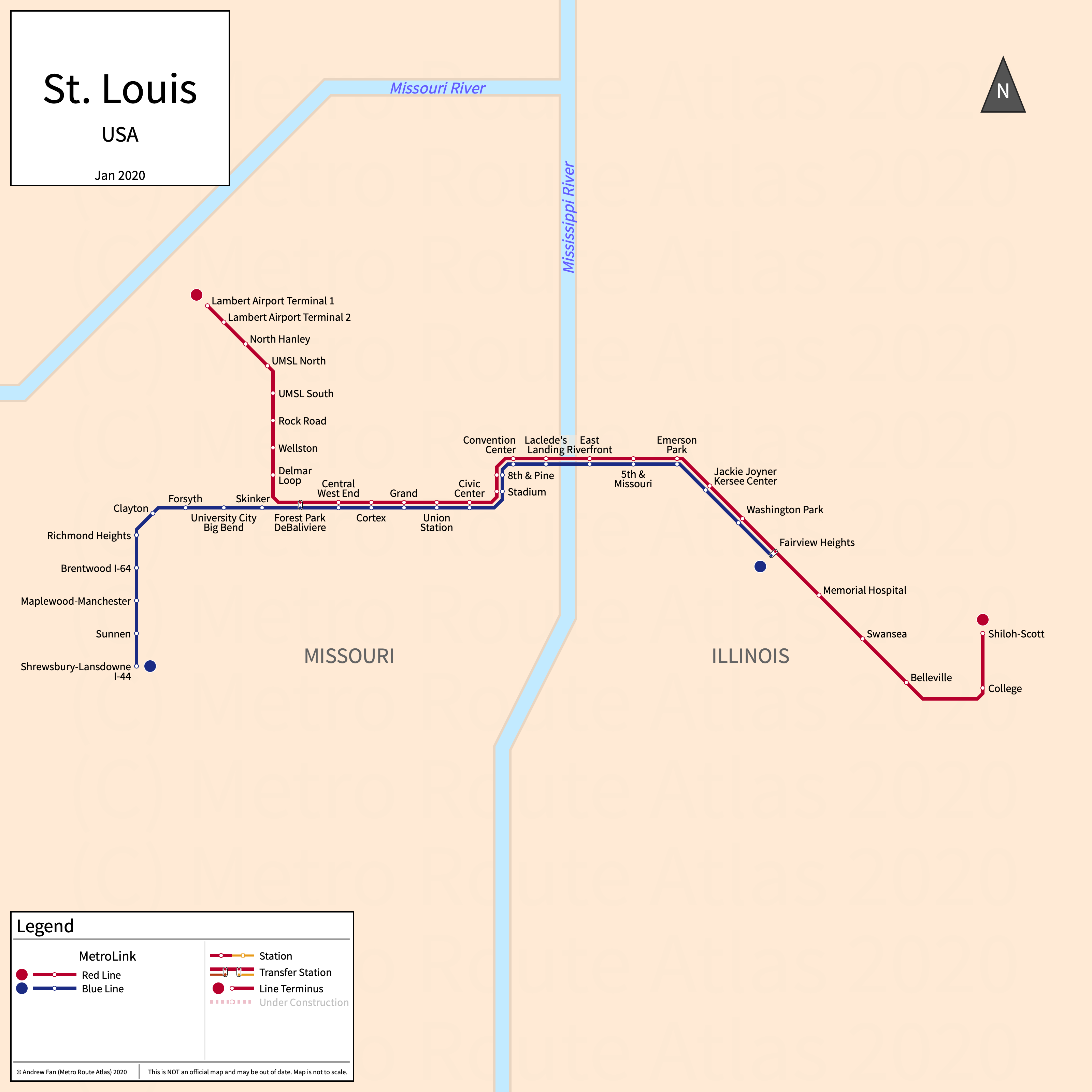 Metro Route Atlas - St. Louis, Missouri, USA